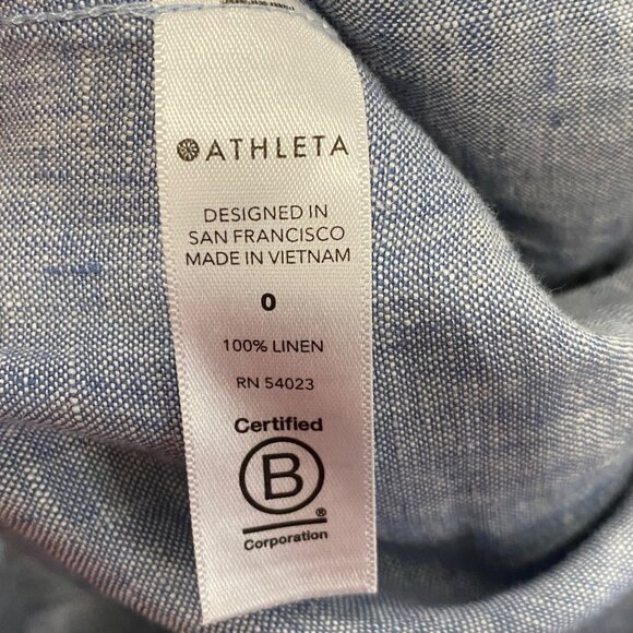 Athleta Cabo Linen Wide Leg Chambray Pant Size 0 - Picture 8 of 8